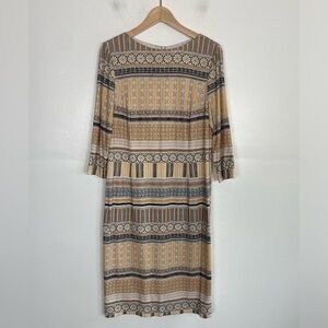 Basler Women's Soft Knit Midi Dress Size L Multicolor 3/4 Sleeve No Size Tag